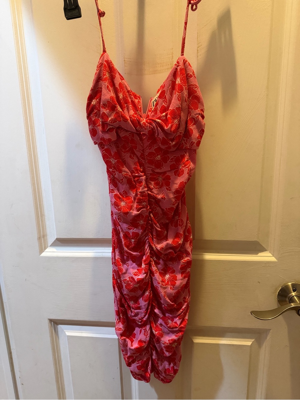 Princess Polly Red Floral Ruched Slip Dress - Women's size 0